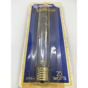 GE Tubular Clear 25 Watt T6-1/2 Light Bulb QTY-1 Bayonet 25T6 1/2